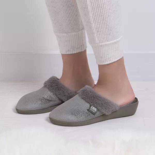 Image of Isotoner Sparkle Velour Heeled Mule Grey