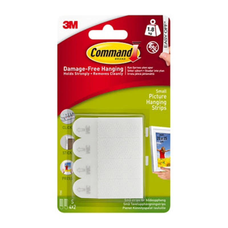 Image of Command Command Picture Hanging Strips 4 Pairs Small White (Pack of 8) 7100337181 7100337181