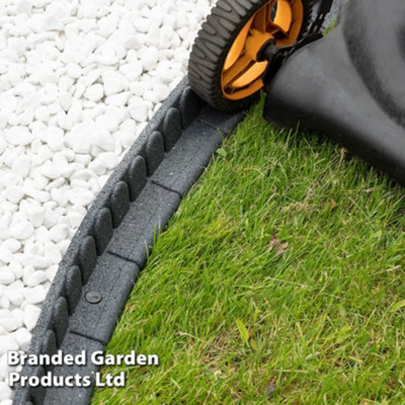 Image of Garden Gear Lawnmower Friendly Flexi-Edge Border Curve Edging Stone Effect Eco Friendly Earth Coloured Recycled Rubber (Grey X2)