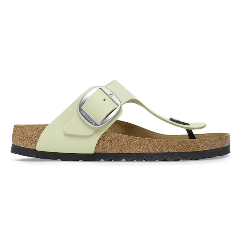 Image of Birkenstock Womens flip-flops Birkenstock Gizeh Big Buckle Nubuck Leather Vert Female 38