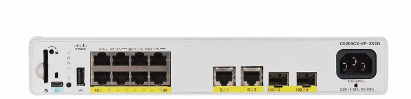 Image of Cisco Cat9000 Compact Switch 8 p PoE+240W Ess C9200CX-8P-2X2G-E