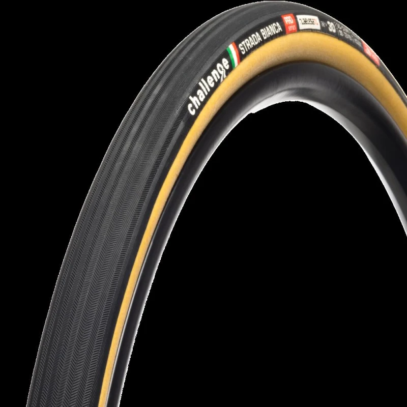 Image of Challenge Strada Bianca Handmade PRO Tubular All Road Tyre Black/Tan unisex 700c X30mm