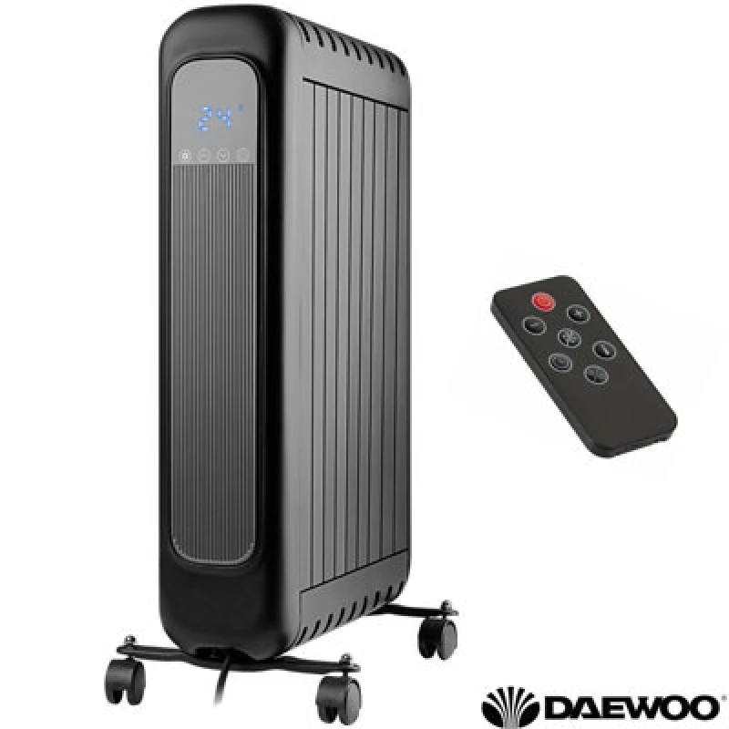 Image of Daewoo Daewoo 2000W Oil-Free Radiator with LED Display & Remote in Black One Size Unisex 5024996989946