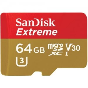 Image of SanDisk Extreme memory card 64GB MicroSDXC Class 10 UHS-I