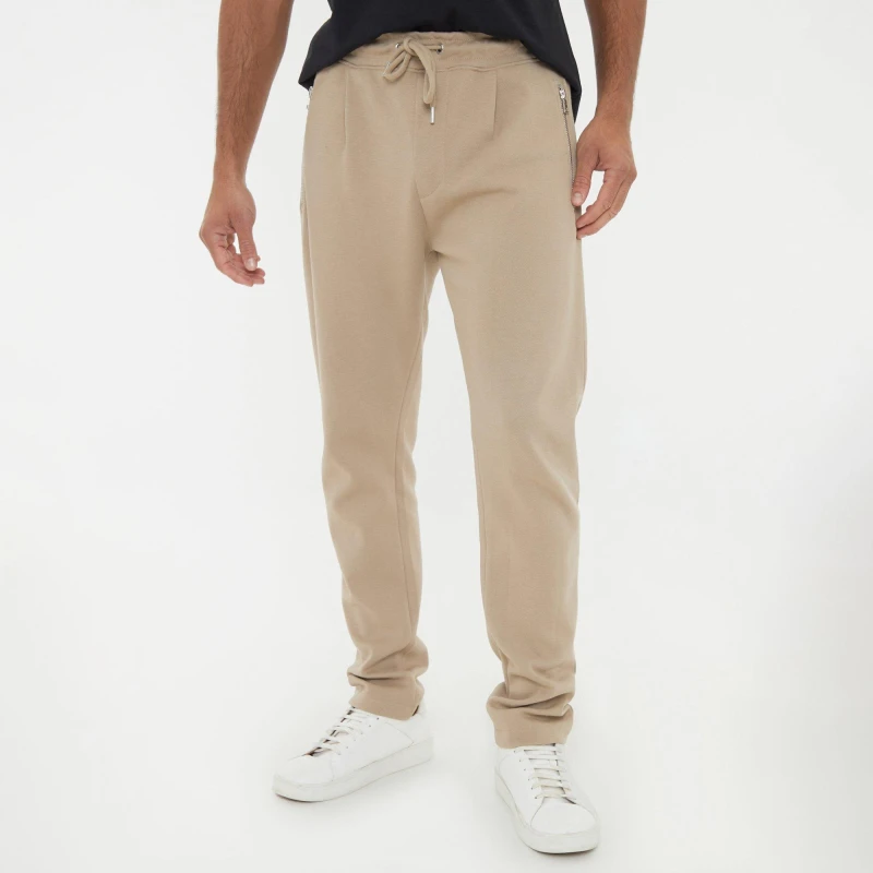 Image of Threadbare 'Crackley' Open Hem Pique Joggers Stone
