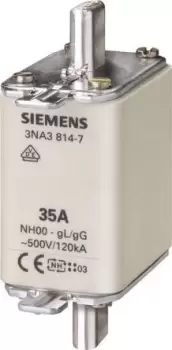 Image of Siemens 35A 00 NH Centred Tag Fuse, gG, 500V ac