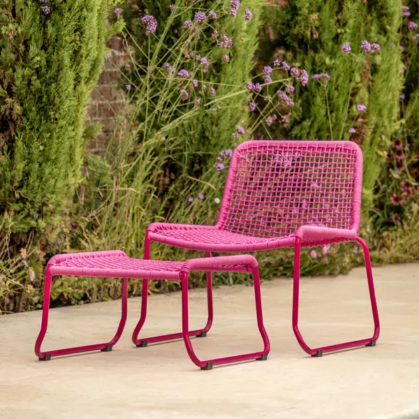 Image of Lydden Lounge Chair with Footstool Pink
