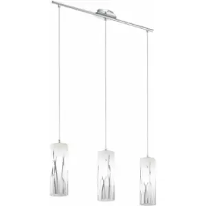 Image of Pendant Light Colour Chrome Shade White Chrome Glass Painted Bulb E27 3x60W