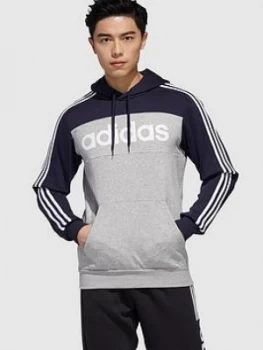 Image of adidas Essential Block Hoodie - Black/Grey/White, Navy/Grey, Size S, Men