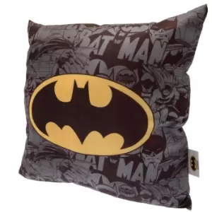 Image of Batman Logo Filled Cushion (One Size) (Grey/Black/Yellow)