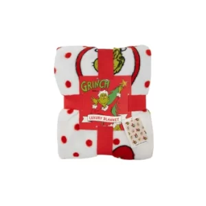 Image of The Grinch Polka Dot Fleece Blanket