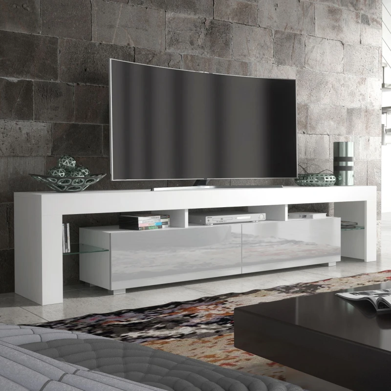 Image of Creative Furniture Creative Furniture TV Unit 200cm Modern - White with High Gloss Grey Doors Grey One Size Unisex 5061075249812