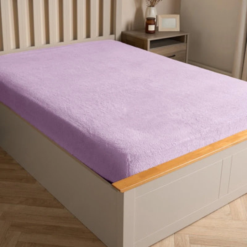 Image of OHS OHS Teddy Fleece Thermal Fitted Bed Sheet in Lilac Size: Double Fitted Lilac Double Fitted Unisex 5027434190836