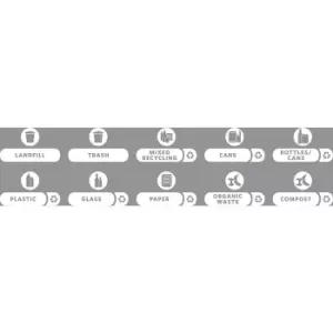 Image of Rubbermaid Set of disposal stickers, with symbol and lettering, Spanish