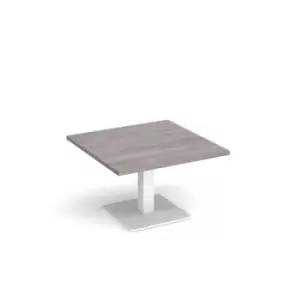 Image of Brescia square coffee table with flat square white base 800mm - grey oak