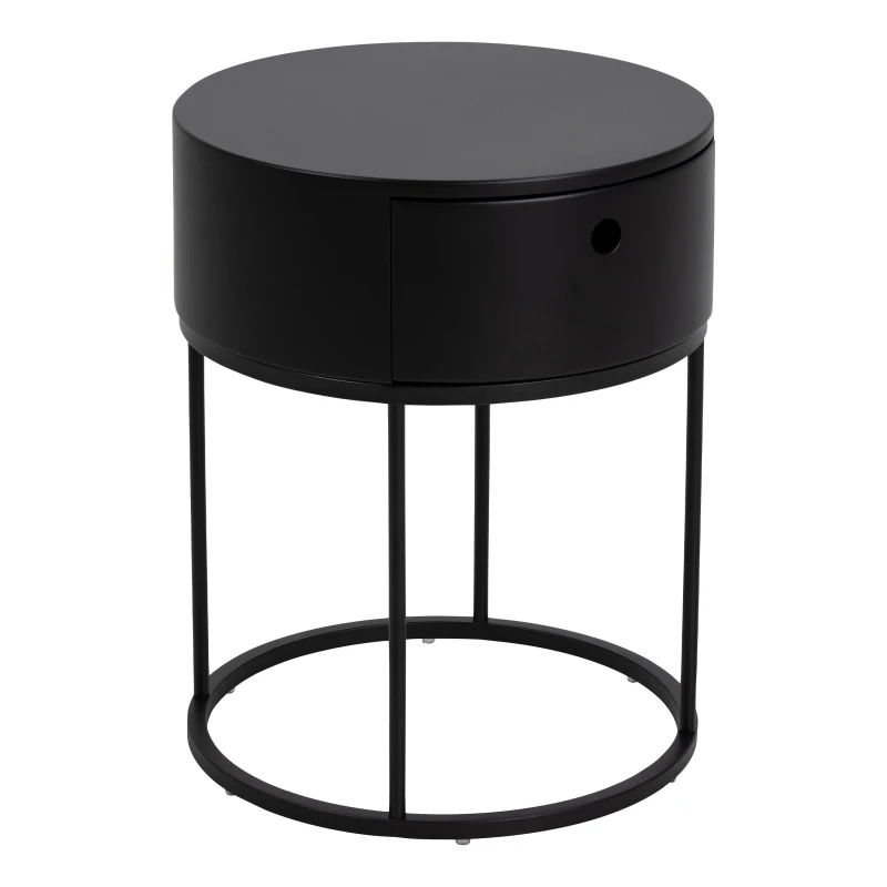 Image of Furniture To Go Polo Round Bedside Table in Black Unisex