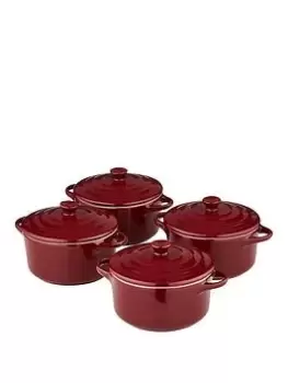 Image of Tower Barbary & Oak By Tower Set Of 4 Mini Casseroles Stoneware - Bordeaux Red