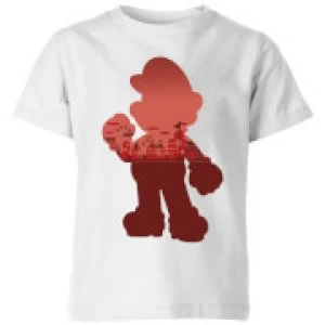 Image of Nintendo Super Mario Mario Silhouette Kid's T-Shirt - White - 11-12 Years