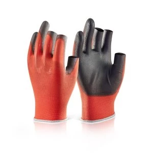 Image of Click2000 PU Coated 3 Fingerless Glove S Red Ref EC10S Pack 10 Up to 3