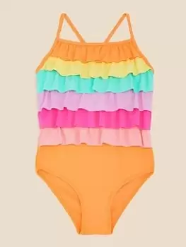 Image of Accessorize Girls Ruffle Swimsuit - Multi, Size Age: 5-6 Years, Women