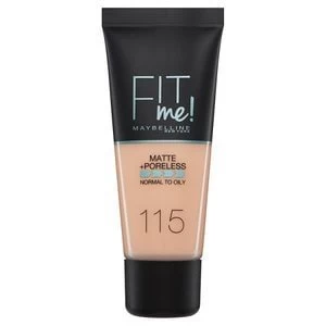 Image of Maybelline Fit Me Matte and Poreless Foundation 115 Ivory 30ml Nude