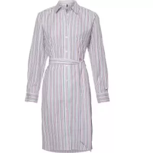 Image of Tommy Hilfiger Org Co Gbl Stp Knee Shirt Dress - White