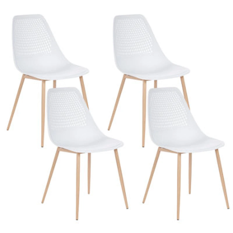 Image of Beliani Set Of 4 Dining Chairs Hazelton White