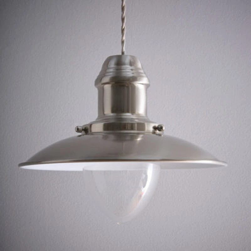 Image of K Living Chester Metal Satin Nickel Fisherman Non Electrical Vintage Ceiling Pendant/light