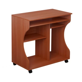 Image of Homcom - Computer Desk PC Laptop Writing Table Storage Shelf Workstation Wood Cart