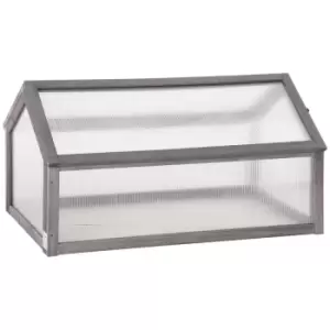 Image of Outsunny Wooden Cold Frame Greenhouse Garden Polycarbonate Grow House - Grey