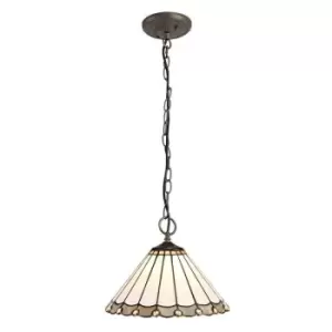 Image of 3 Light Downlighter Ceiling Pendant E27 With 30cm Tiffany Shade, Grey, Crystal, Aged Antique Brass - Luminosa Lighting