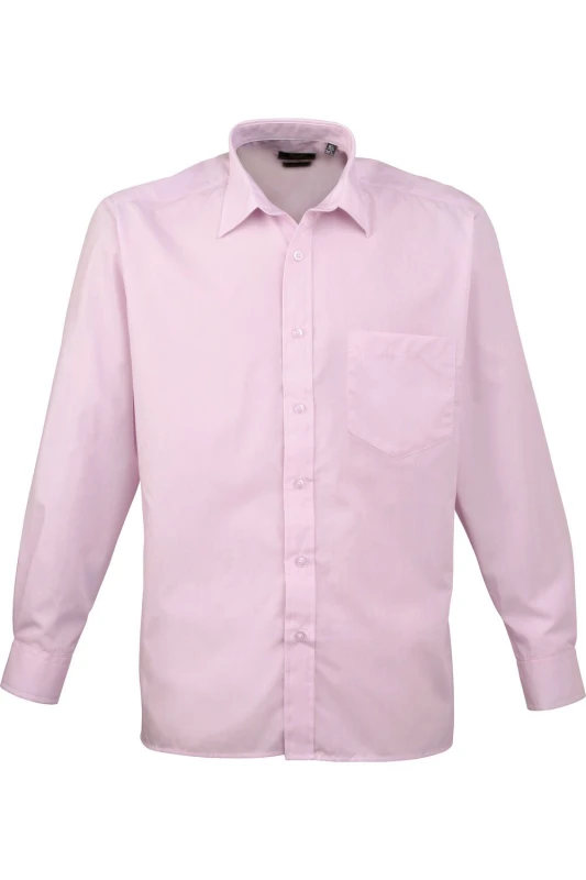 Image of Premier Premier Men Poplin Long-Sleeved Formal Shirt in Pink Pink One Size Male 5055805354129
