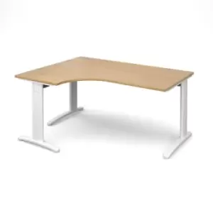 Image of Office Desk Left Hand Corner Desk 1600mm Oak Top With White Frame 1200mm Depth TR10 TDEL16WO