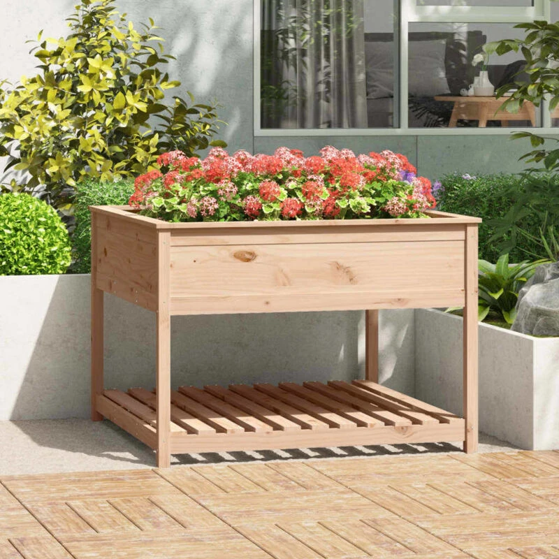 Image of VIDAXL Planter with Shelf 111.5x111.5x81cm Solid Wood Pine Vidaxl 823801