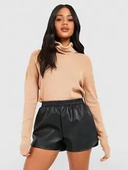 Image of Boohoo Roll Neck Jumper - Camel, Brown, Size S, Women