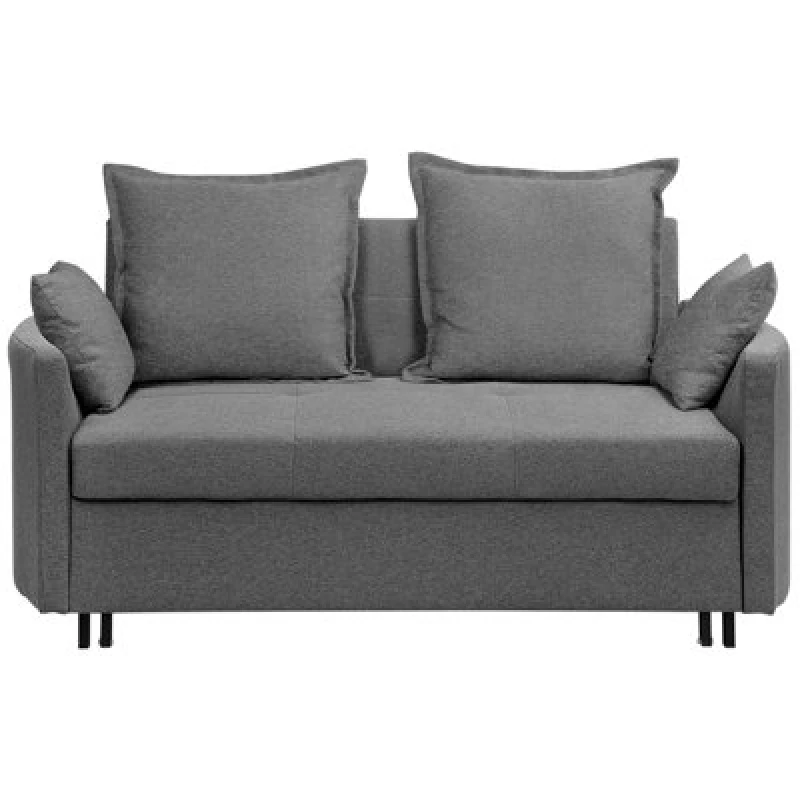 Image of Beliani Sofa Bed 2 Seater Hovin Fabric Grey