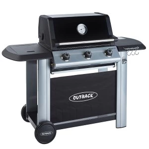 Image of Outback Magnum 3-Burner Hybrid Gas & Charcoal BBQ - Silver & Black
