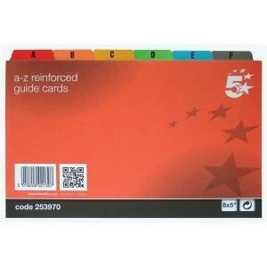 Image of 5 Star Office Guide Card Set A Z Reinforced 8x5" 203x127mm White with Assorted Coloured Tabs