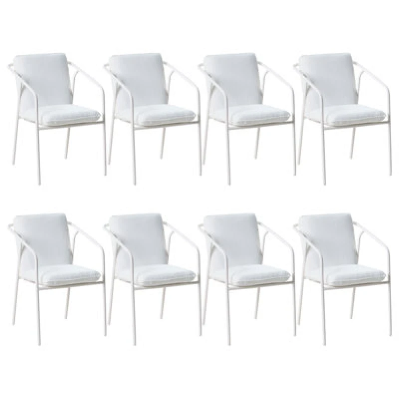 Image of Beliani Set Of 8 Garden Chairs With Cushions Asciano Metal White