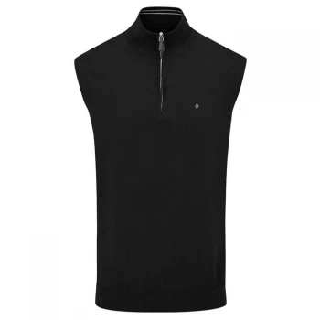 Image of Oscar Jacobson Pin Zip Sleeveless Sweater - Black
