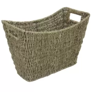 Image of JVL Seagrass Newspaper Magazine Storage Rack Wicker Brown
