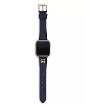 Image of Michael Kors Apple Watch Blue Leather Strap