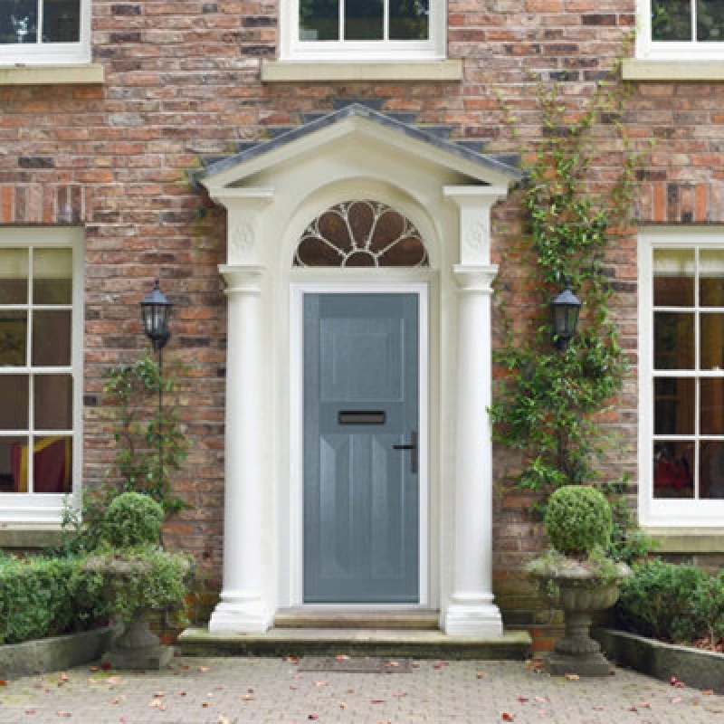 Image of Lacerta Composite Door Eaton Solid 7015 Grey 920mm X 2090mm Open In Left Hand No Glass 10 Year Guarantee - Free Delivery & Smart Lock