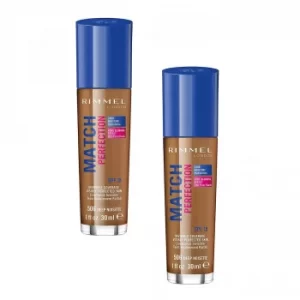 Image of Rimmel Match Perfection 30ml Foundation Duo Pack in Deep Noisette