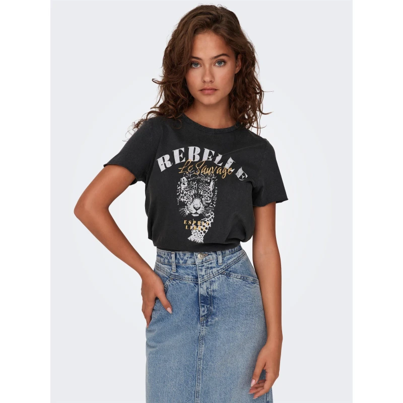 Image of Only Womens Lucy Short-Sleeve Graphic Regular Fit T-Shirt Phantom female S