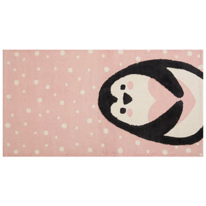 Image of Beliani Kids Rug Pengkol Pink 80 X 150 Cm Cotton
