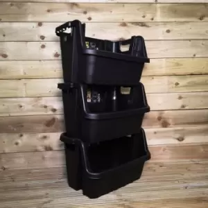 Image of Samuel Alexander - Pack of 3 / 59 x 41 x 36cm Heavy Duty Plastic Stackable Crates / Pick Bins with Handles