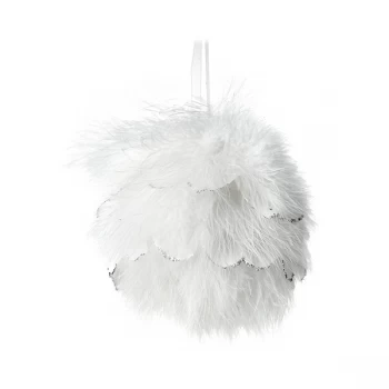 Image of Large White Fluffy Feather Bauble