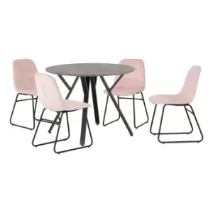 Image of Athens Round Dining Table with 4 Lukas Chairs Pink