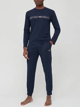 Image of Emporio Armani Mega Logo Pyjama Set Navy Size M Men